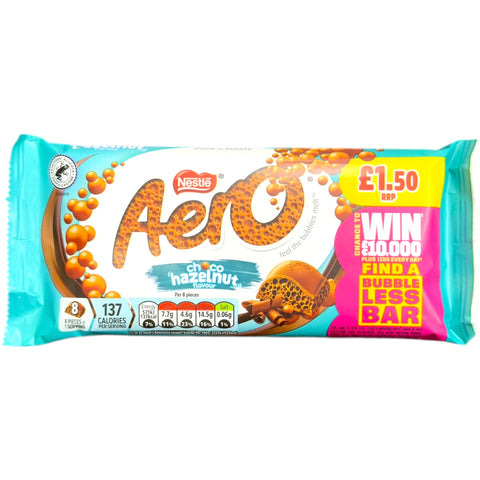Nestlé Aero Choco Hazelnut – 8 Pieces chocolate hazelnut snack package showcasing a delicious blend of chocolate and hazelnuts.