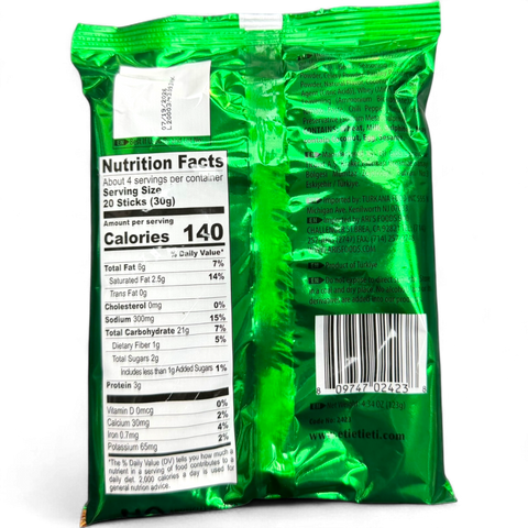 Close-up view of ETI CRAX HERB STICKS 123G, highlighting the text on the package and its herbal ingredients.