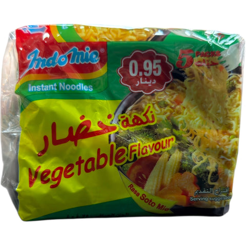 Indomie Vegetable Flavour – 5 Packs, featuring multiple packs of noodles ready to be enjoyed for a quick meal.