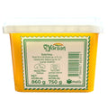 Yorsan Full Fa White Cheese 750g served on a wooden board with fruits and vegetables, perfect for snacking or appetizers.