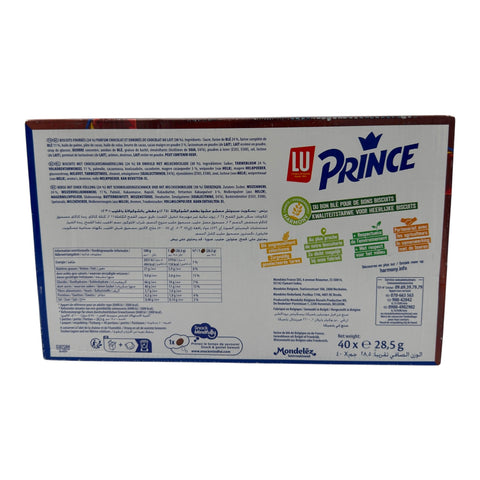 Choco Prince Enrobé Chocolat - 40 Pieces packaging showcasing a delicious chocolate snack from LU, perfect for snacking.