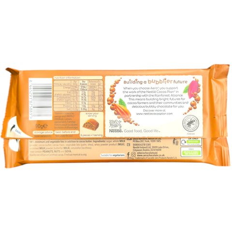 Indulge in Nestlé Aero Milk Chocolate Orange flavor, the perfect example of orange chocolate treats.