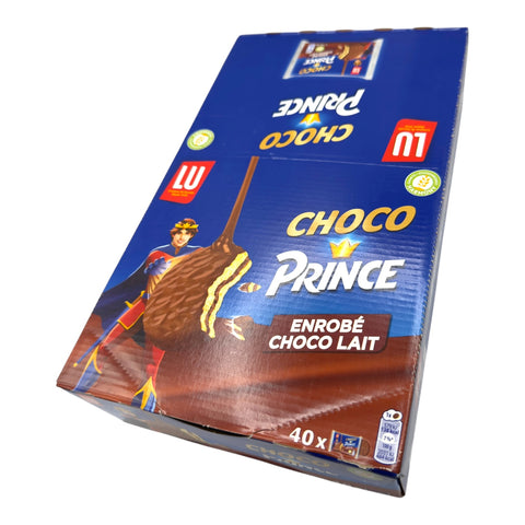 Close-up of Choco Prince Enrobé Chocolat - 40 Pieces highlighting the rich chocolate coating and enticing texture of this beloved snack.