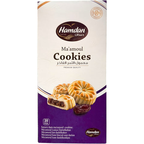 Hamdan – Date Maamoul Cookies packaged in a decorative box, perfect for gifting.