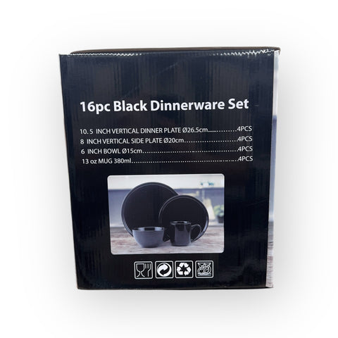Complete Black Dinnerware Set - 16 PIECE - ideal for upscale meals and everyday use.