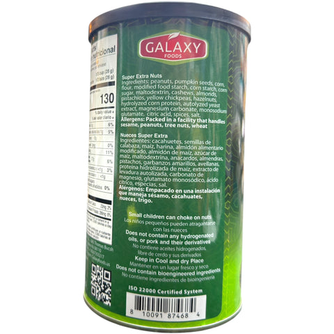 Close-up of Galaxy Foods Super Extra Mixed Nuts – 16 oz (454g), featuring a colorful assortment of healthy snack nuts.