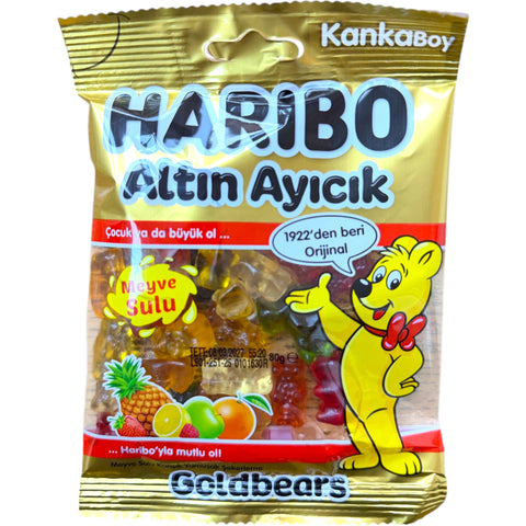 Haribo Goldbears Altın Ayıcık fruit gummies - Bulk halal beef gelatin sweets in colorful gummy bear shapes.