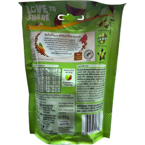 Nestlé Aero Peppermint Bubbles - Indulge in these creamy peppermint chocolate bubbles for a delightful flavor experience.