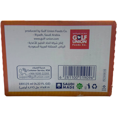 Refreshing Original Orange Drink showcasing vibrant orange color, a delightful citrus drink for kids in 18 x 125ml bottles.