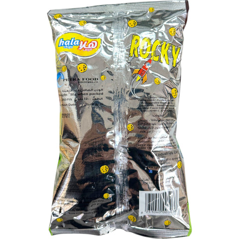 Close-up of Hala Chips – Rocky Chips, showcasing the texture and flavor of hala chips brown bag, ideal for on-the-go snacks.