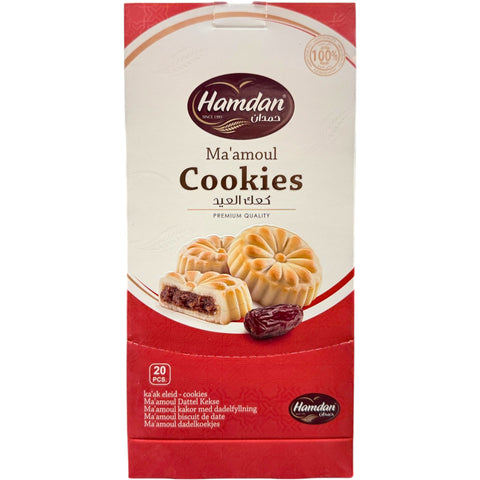Delicious Hamdan – Date Maamoul Cookies Kaak El Eid presented in an elegant packaging, perfect for festive celebrations.