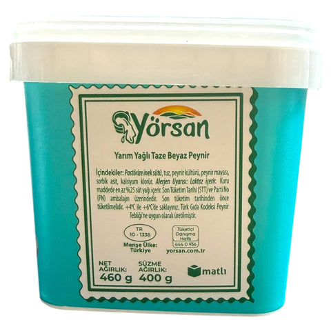 Serving suggestion featuring Yorsan Hulf White Cheese 400g ideal for salads and appetizers.