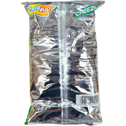 Close-up of Hala Chips Cheezers Snacks in Asian Twist flavor, a tasty treat available at ALBASHA Store.