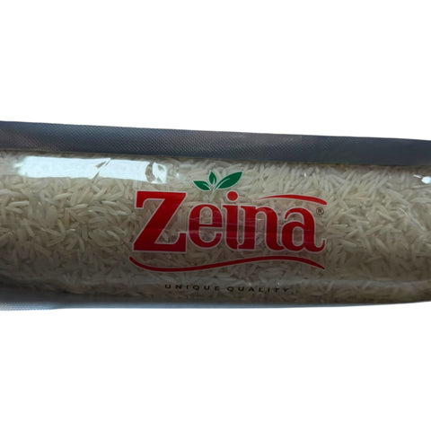 The front view of Zeina Basmati Extra Long Rice 10lb bag, emphasizing the product's authenticity and origin.