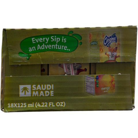 Close-up of a bottle from Original Mango Drink – 18 x 125ml highlighting the refreshing drink.