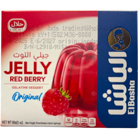 ElBasha Red Berry Jelly Dessert – Original, delicious red berry jelly dessert in a clear container showcasing its vibrant color and smooth texture.