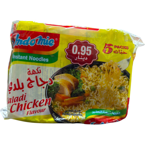 Indomie Baladi Chicken Flavour – 5 Packs showcasing the packaging and product details.