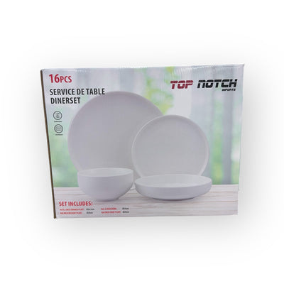Elegant display of the White Dinnerware Set - 16 PIECE showcasing plates and bowls for a sophisticated dining experience.