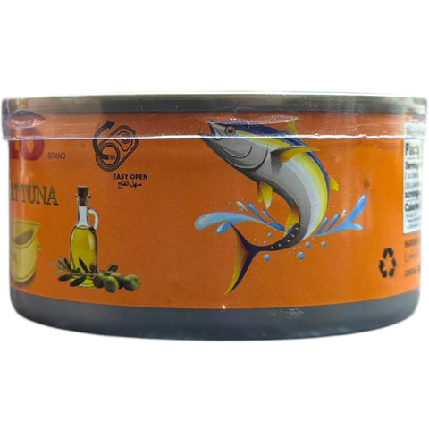 Milo Tuna in Olive Oil – 185g can opened, revealing the quality tuna inside, ideal for recipes.