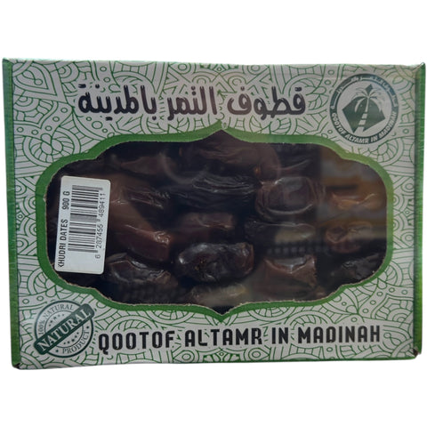 Qootof Altamr Khudri Dates – 900g, premium quality dates in a package with a clear view of the dates