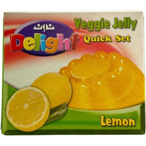 Delight Veggie Jelly Lemon in a vibrant packaging, the perfect plant-based snack for all ages.