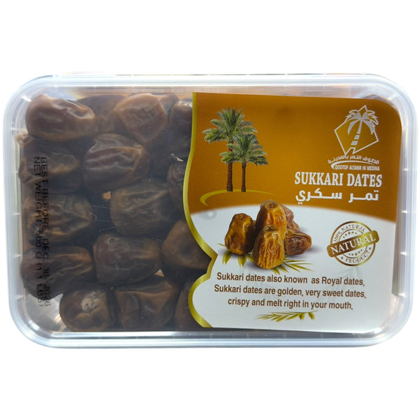 Qootof Altamr Sukkari Dates - 500g package showcasing premium quality, perfect for comparison in the medjool vs sukkari dates discussion.