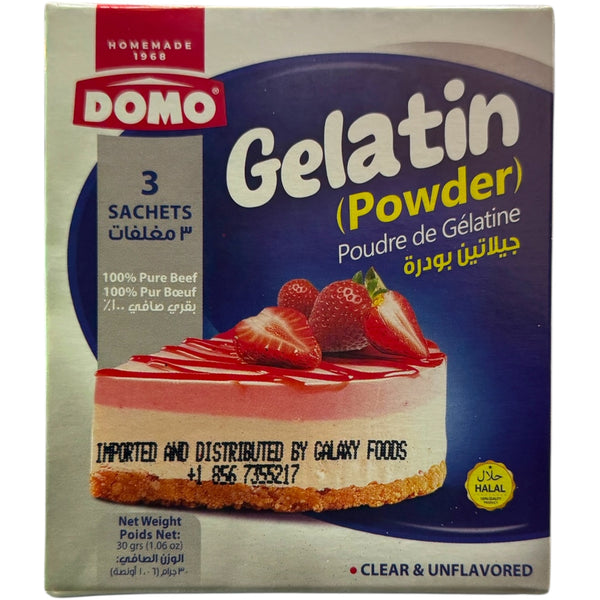 DOMO hala Gelatin Powder Clear & Unflavored - 3 Sachets, a premium unflavored halal gelatin powder ideal for culinary creations.