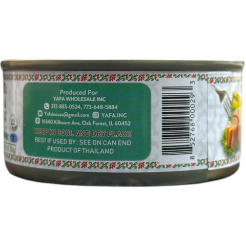 Serving suggestion featuring Yafa Skipjack Solid Light Tuna in Water (5 oz) on a plate with vegetables.