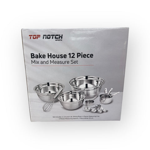 Bake House 12 Piece -Mix and Measure Set showcasing various measuring cups and spoons for precise baking.