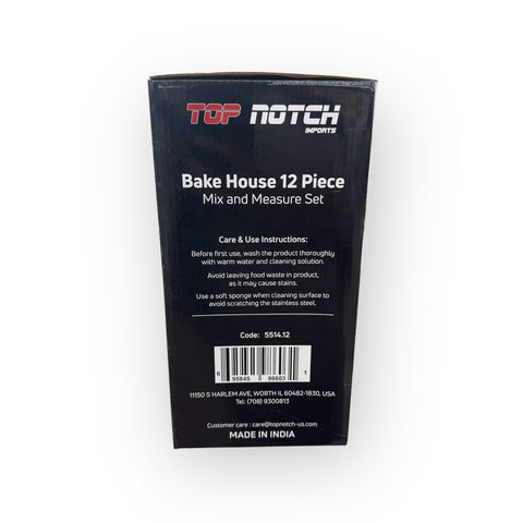 Bake House 12 Piece -Mix and Measure Set arranged neatly, highlighting the essential tools for accurate measuring in the kitchen.