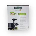 Omega Cold Press 365 Juicer with its accessories, including juice cones and cleaning brush, highlighting complete juicing experience.