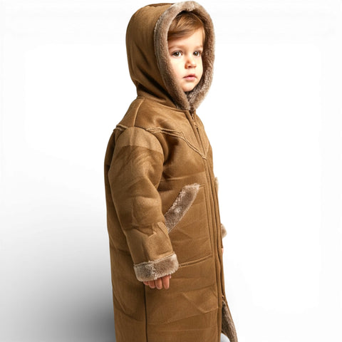 Kids Hooded Fur Coat – 2-3y old in assorted color options available for young children.