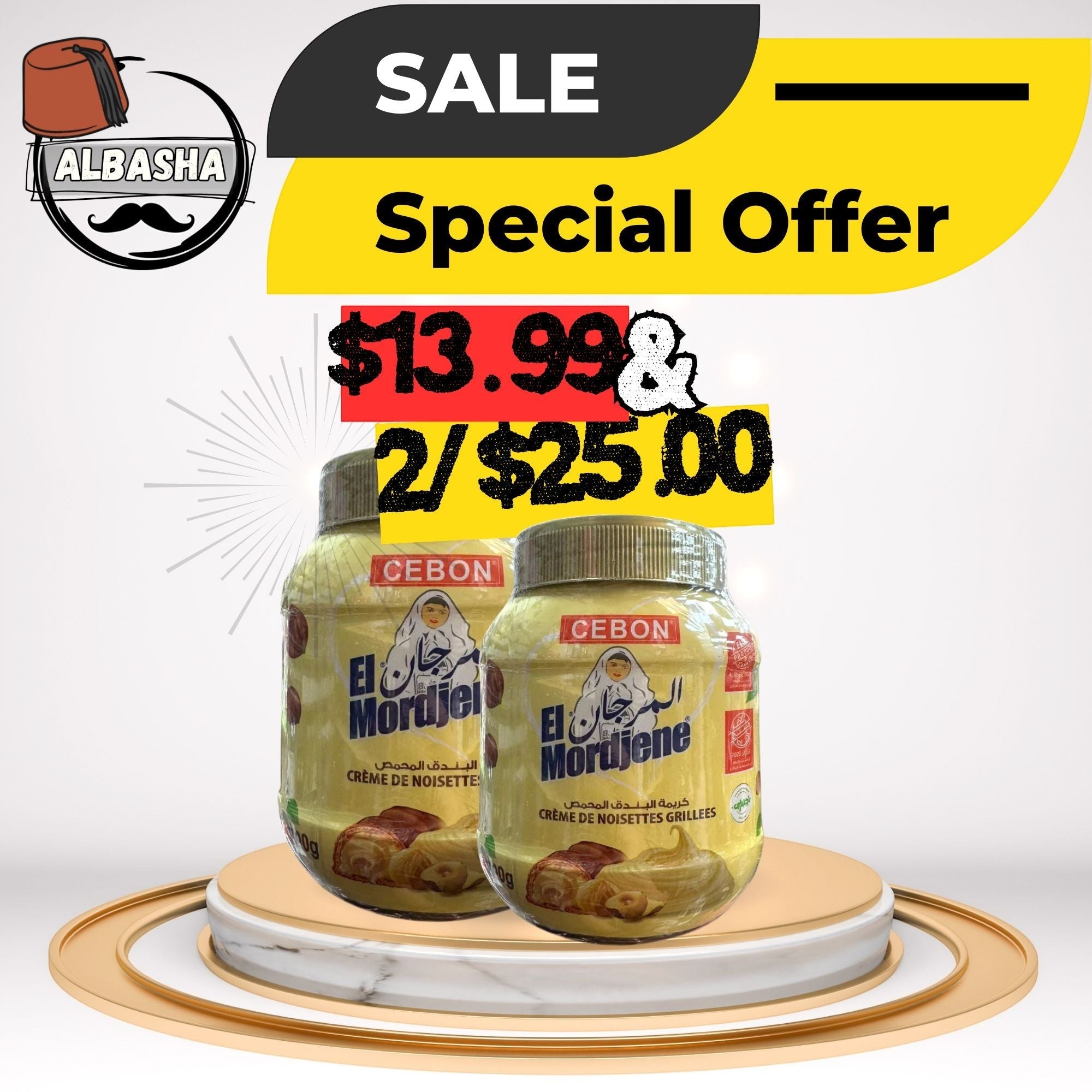 El Mordjene Cebon — featured product card showing premium Algerian hazelnut chocolate spread