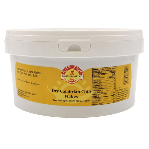 TuttoCalabria Dry Crushed Calabrian Chili Flakes Tub, 35.27 oz (1 kg)