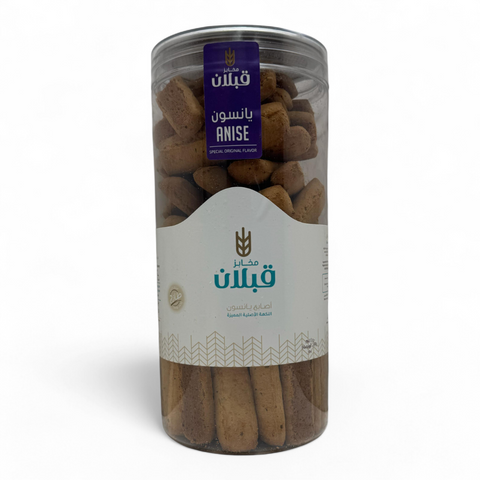 Qabalan Fingers Sticks Anise 450 G product packaging with anise flavor prominently displayed.