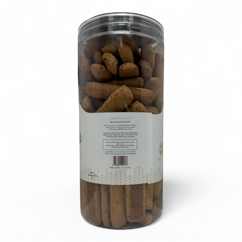 Serving suggestion for Qabalan Fingers Sticks Anise 450 G with a cup of tea, perfect for snacking.