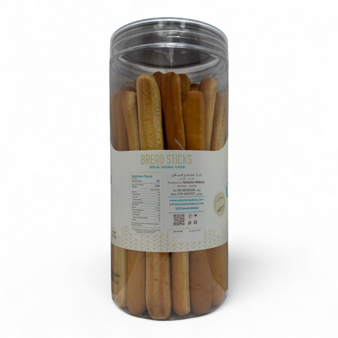 Close-up of Qabalan Bread Stick Plain 350 G highlighting its golden-brown color and uniform shape.