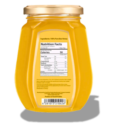 Close-up of Alshifa Acacia Honey – 250g drizzling over pancakes, illustrating its use as a delicious and healthier alternative to processed sugars.