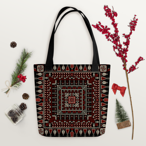 Spacious bag black art pattern on hanger - beautiful spacious tote bag with artistic black pattern.
