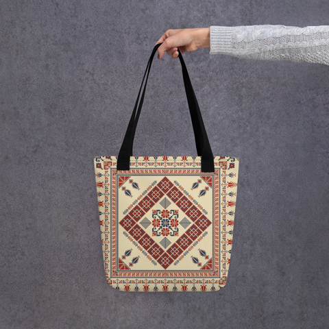 Artistic view of a trendy tote bag emphasizing its spacious design and modern aesthetics.