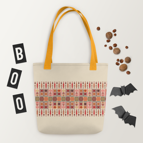 Stylish colorful spacious tote bag featuring modern art patterns for everyday use.