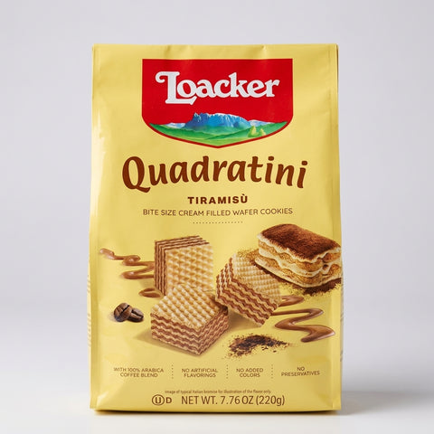 Loacker Quadratini Tiramisu 7.76 oz - Italian Wafer Cookies