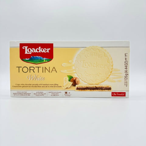 Loacker Tortina White Chocolate 126g - Italian Hazelnut Cream Wafers