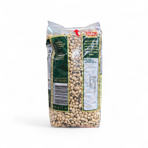 Close-up view of Duru Black Eyed Beans 1000g showcasing their size and texture.