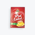 Brooke Bond Red Label 450g loose leaf black tea packaging with cup of tea and fine quality label