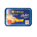 Cortas Halva plain 1 lb sesame paste sweet snack in blue rectangular tin packaging