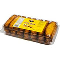 Pack of Crispy Almond Cake Rusk 550 gm with almonds and fennel seeds in clear plastic packaging