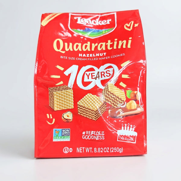 Loacker Quadratini Hazelnut 8.82oz - Bite Size Wafer Cookies