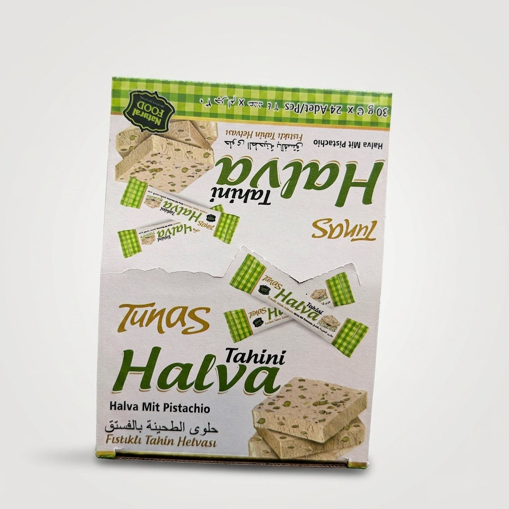 Tunas Tahini Halva with Pistachio 720g (24x30g) - Natural Turkish Sesame Candy