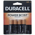 Duracell Coppertop AA alkaline batteries 4-pack with Power Boost technology in display packaging